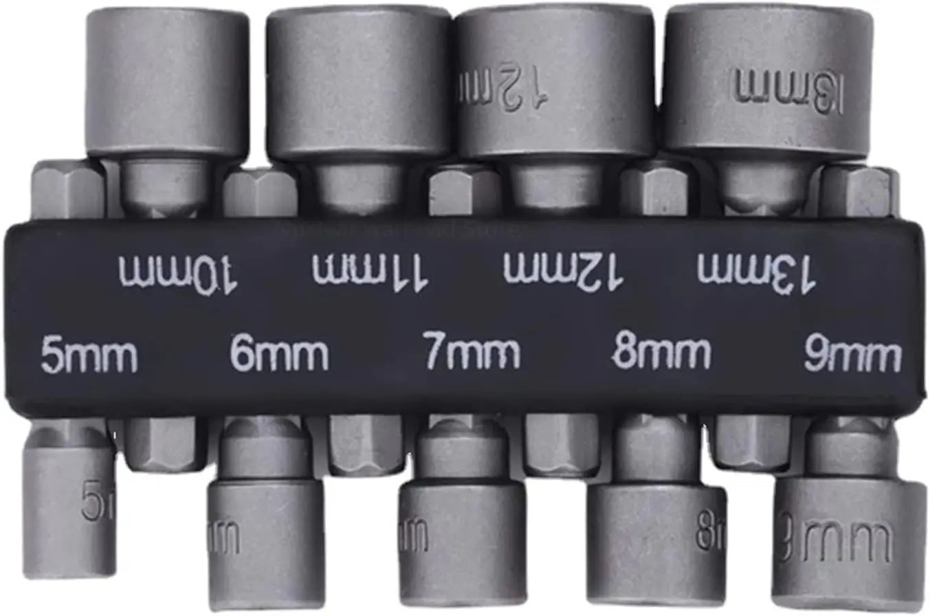 9-Piece Hex Socket Nut Driver Screwdriver Bit Set (5–13 mm)